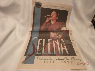 Selena Quintanilla Perez Tribute Newspaper 4/10/1995 4 Page Spread On All Selena