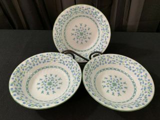Aynsley " Forget Me Not " England Set Of 3 Soup / Cereal Bowls 6 5/8 "