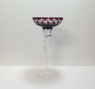 1 Nachtmann Bramberg Ruby Red Cut To Clear Crystal Candle Holder