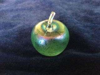 Small John Ditchfield Glasform Green Glass Apple Paperweight