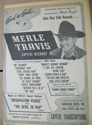 Merle Travis 1948 Ad - Information Please/the Devil To Pay Capitol