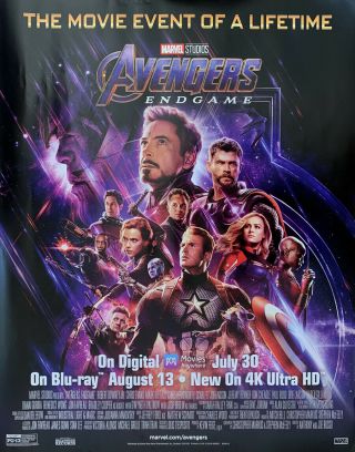 Avengers Endgame Dvd Movie Poster 1 Sided Mini 22x28 Marvel