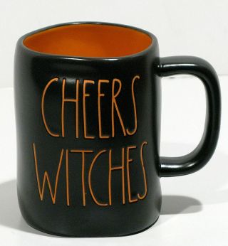 Rae Dunn Halloween Cheers Witches Black & Orange Coffee Mug By Magenta Vhtf