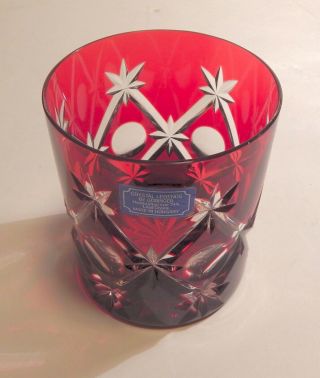 Ruby Red Cut To Clear Godinger Crystal Legends Double Old Fashion Tumbler Made I