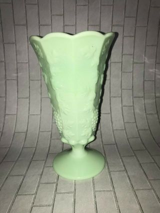 Westmoreland 8 1/2”tall Glass Paneled Grape Jadeite Green Vase