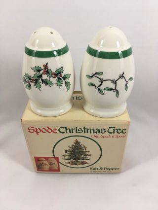 SPODE Christmas Tree 9” Rectangular Tray & Salt Pepper Shakers | W/ Boxes EUC 4