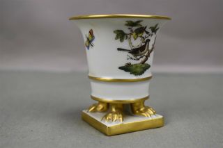 Vtg Herend Hungary Rothschild Hand Painted Claw Foot Urn Stand Birds Butterflies