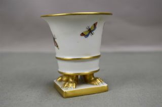 Vtg Herend Hungary Rothschild Hand Painted Claw Foot Urn Stand Birds Butterflies 3