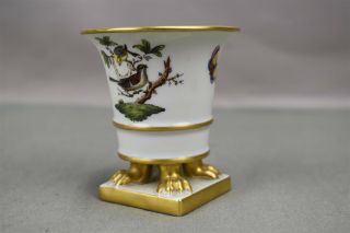 Vtg Herend Hungary Rothschild Hand Painted Claw Foot Urn Stand Birds Butterflies 4