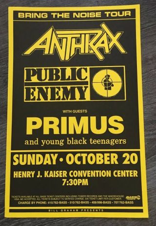 Vintage Anthrax Public Enemy Primus Oakland Scott Ian 1991