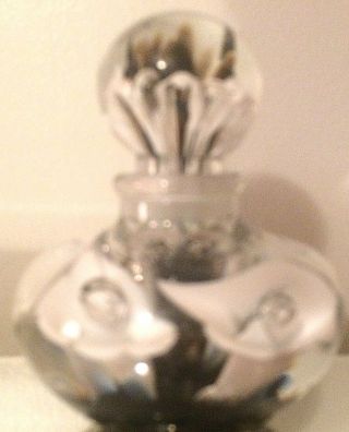 St.  Clair Blown Glass Black Brown & White Perfume Bottle Paperweight