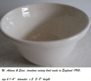 Antique Ironstone Mixing Bowl - W.  Adams & Sons