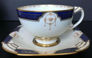Star Paragon Art Deco Cobalt Blue And Gold Cup And Saucer B