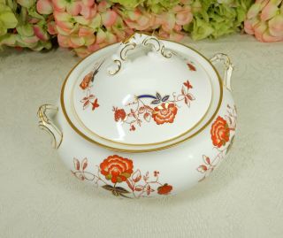 Royal Crown Derby English Porcelain Covered Vegetable Footed Bowl Bali Gold 3