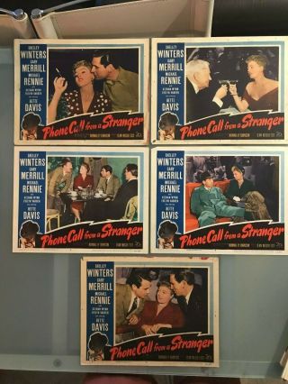 5 Lobby Cards 11x14: Phone Call From A Stranger (1952) Shelley Winters