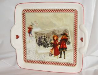Villeroy & Boch - Christmas / Winter - Handled 8 " Square Cake Plate - Perfect