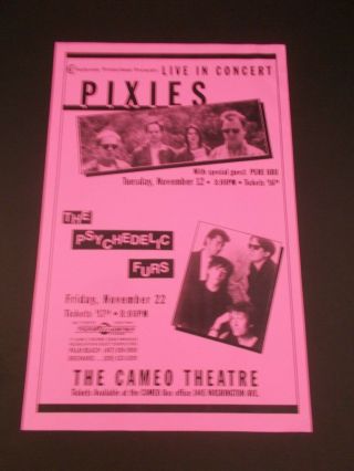 Pixies - The Psychedelic Furs Concert Poster - 1994 - The Cameo - Palm Beach Fla.