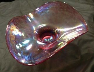 Stunning Large Heron Art Glass Dish/bowl In Iridescent Colours.
