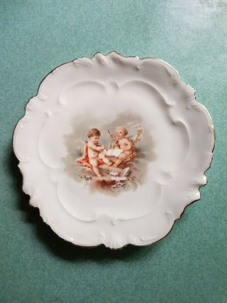 Limoges Porcelain Cabinet Plate,  Angels/cherubs,  Gold,  A.  Lanternier France 7 3/4 "