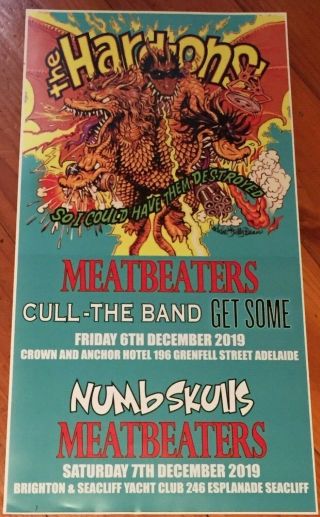 Hard Ons/meatbeaters /cull - The Band/numbskulls Rare Aussie/oz 2019 Tour Poster