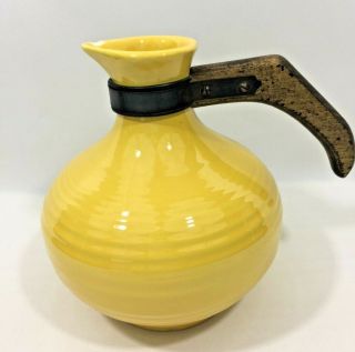 Vintage Bauer Pottery Coffee Carafe / Water Pitcher Yellow Wooden Handle