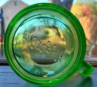 Vintage Hazel Atlas depression Glass Measuring Cup Kellogg ' s vaseline green 3