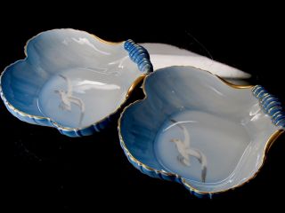 Bing & Grondahl Royal Copenhagen Porcelain Seagull Blue & White Shell Plate (2)