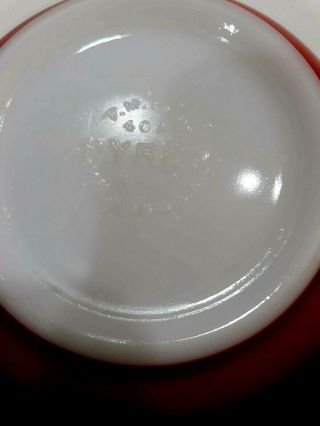EARLY ANTIQUE VINTAGE PYREX RED PRIMARY COLOR MIXING BOWL A - 4 T M REG.  USA 402 3