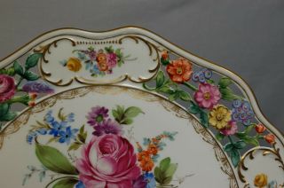 Antique Carl Thieme Dresden Hand Painted Floral Pierced 11 ¾ 