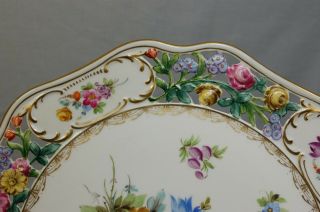Antique Carl Thieme Dresden Hand Painted Floral Pierced 11 ¾ 