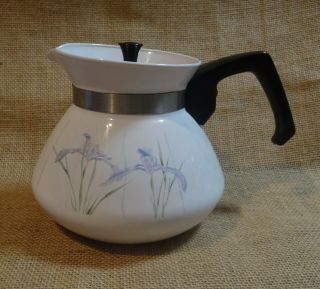 Vintage Corning Ware Coffee Water Tea Pot Shadow Iris Pattern 6 Cup P - 104
