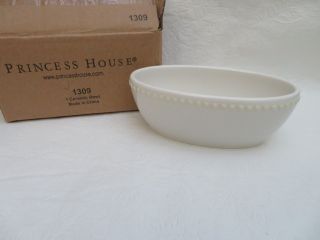 1309 Princess House Pavillion Stoneware Mini Oval Bowl 10oz 6 1/8 " Lx2 3/8 " H Nib