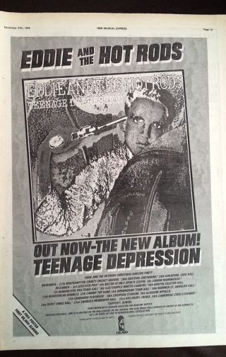 Eddie & The Hot Rods Depression 1976 Uk Poster Size Press Advert 16x12 Inches