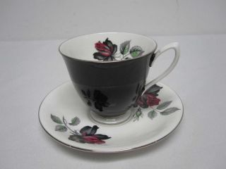Vintage Royal Albert Black Rose Tea Cup & Saucer
