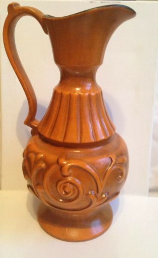 Vintage Usa Haeger Pottery Ceramic Orange Decorative Pitcher Vase Retro Art Deco