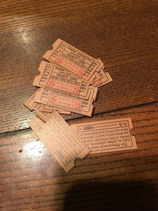 (9) Old Stock Hanover Pa Park Theater Movie Tickets - 1950s