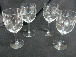 4 Princess House Crystal Heritage Water Goblets Or Red Wine Glasses