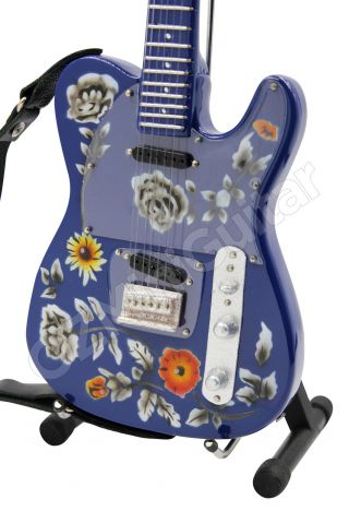 Miniature Guitar Prince Tele Floral Purple & Strap