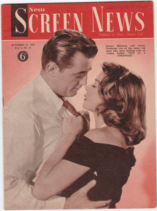 Screen News October 21,  1955,  Robert Mitchell & Gloria Grahame (marilyn B/p)