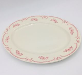 Homer Laughlin XL Restaurant Ware Red and White Platter,  Chardon Rose Pattern XL 2