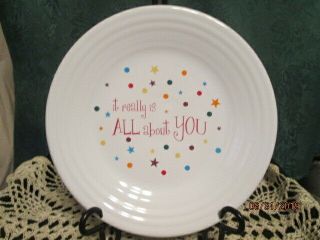 Fiesta Ware White " It Really Is All About You " Hlc Luncheon Plate 9 Inch Nwt