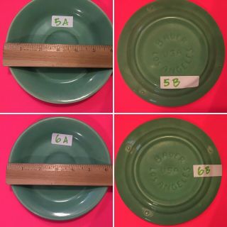 Bauer California Vintage Pottery,  (4) Jade Green 6¼” Saucers (plates)