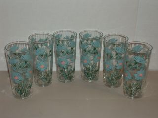 6 Taylor Smith Taylor Boutonniere Ever Yours 6 3/4 " Ice Tea Drinking Glasses