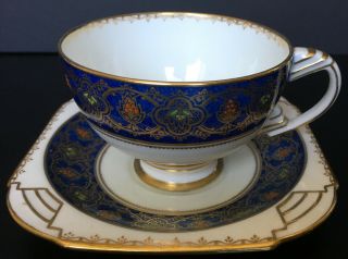 Star Paragon Art Deco Blue With Gold Accents Cup And Saucer