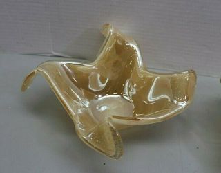 Arte Murano Art Glass Bowl Candy Dish Italy Hand Blown Cream Iridescent 5 Inch