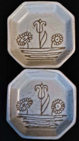 Martz Marshall Studio Art Pottery Sm Octagonal Plates Jane & Gordon Vintage Mcm