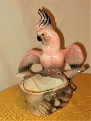 William Maddux Pink Cockatoo Bird Planter Mid - Century Modern California Pottery