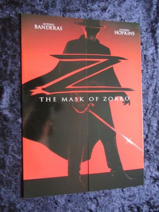 The Mask Of Zorro British Fold Out Synopsis Card Antonio Banderas