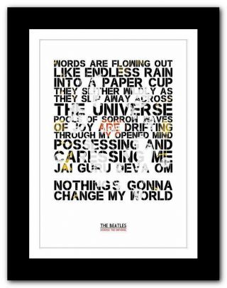 ❤ The Beatles - Across The Universe ❤ Song Lyrics Typography Poster Art Print