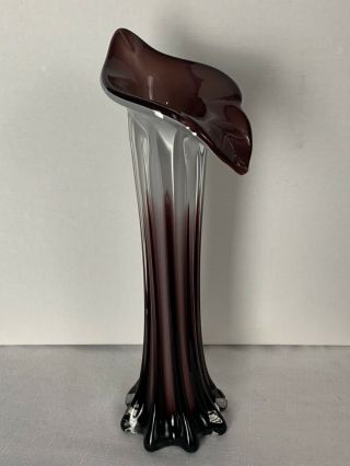 Hand Blown Art Purple Glass Calla Lily Bud Vase - - Jack In The Pulpit